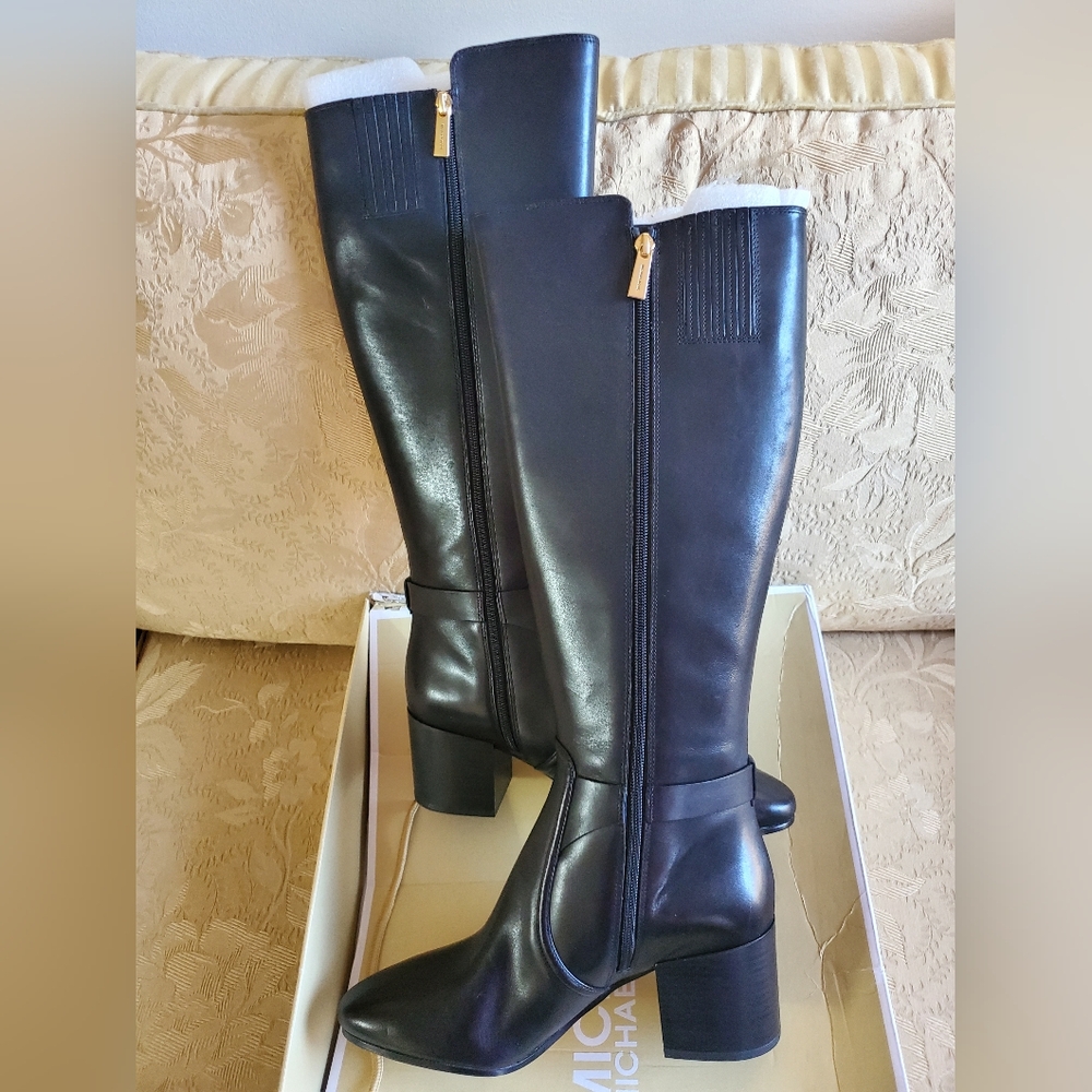 Michael Kors Carmen Leather Riding Boots/Black - Picture 12 of 14